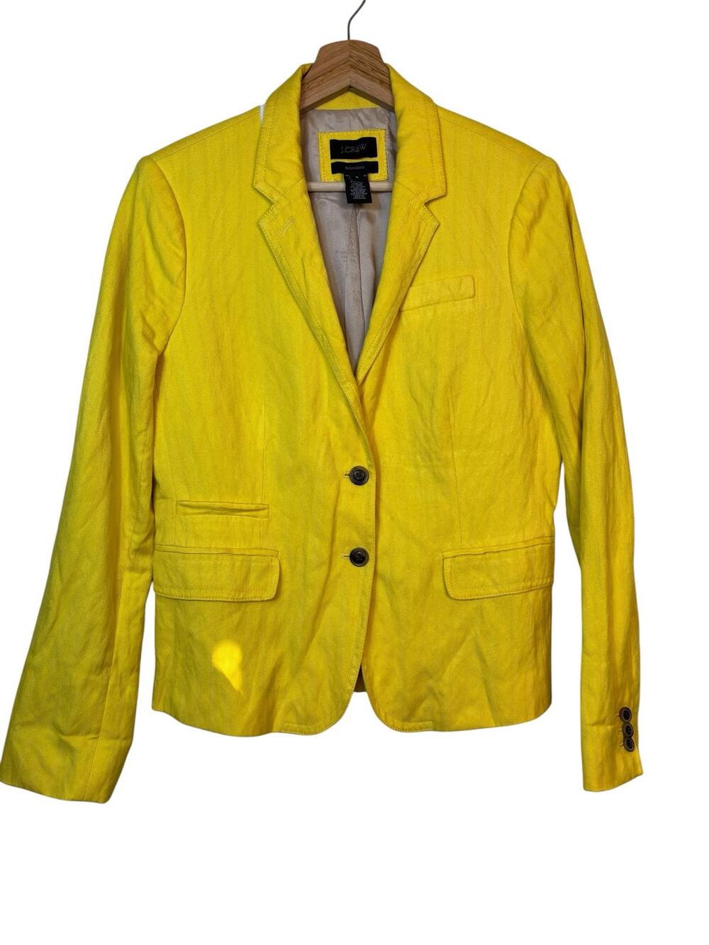 J Crew Schoolboy Blazer Size 8 Yellow Tailored Rayon Business Casual Preppy